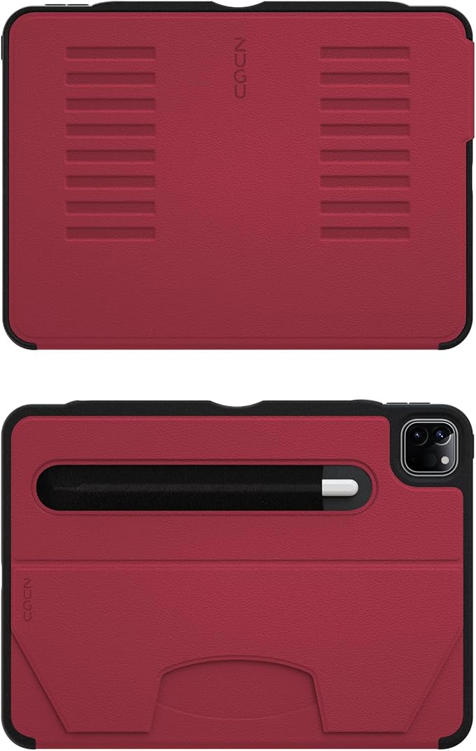 Zugu Case for iPad Pro 11 (M4) 2024, Slim Protective Cover with Apple Pencil Holder, Auto Wake/Sleep, Multiple Viewing Angles, iPad Pro 11 Inch Cover, Phone Protector, Scarlet Red