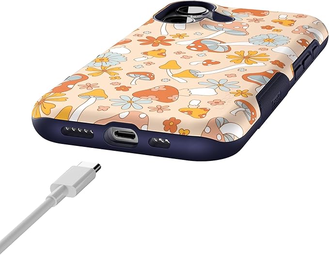 Casely iPhone 17 Case | Mushroom Magic | Retro Floral | Bold Protective Design | Compatible with MagSafe