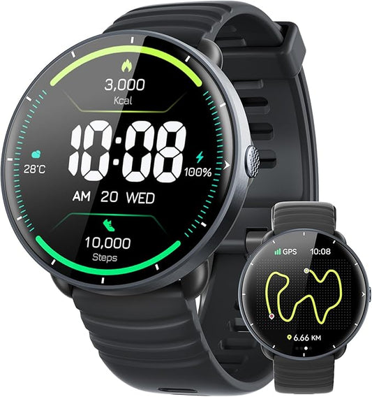 Parsonver Swimming Smart Watch, 5ATM Waterproof for Pool & Open Water, Built-in GPS & Compass, AMOLED Screen Fitness Tracker with 100+ Sports Modes, Heart Rate & Sleep Monitor, AI Swim Analysis, Black