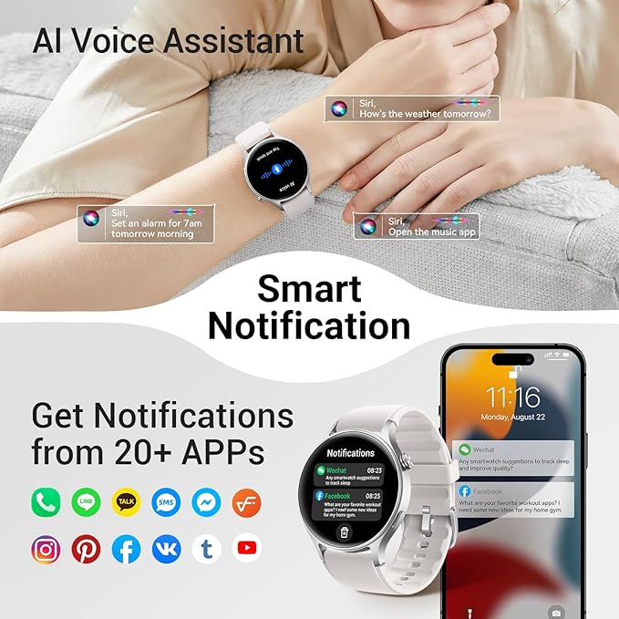 Fitpolo Smart Watch for Men Women,1.3" AMOLED Touchscreen Fitness Tracker, Make/Answer Calls, Heart Rate SpO2 Monitor, IP68 Waterproof, Sleep & Activity Tracking Smartwatch for Android Phones iPhone