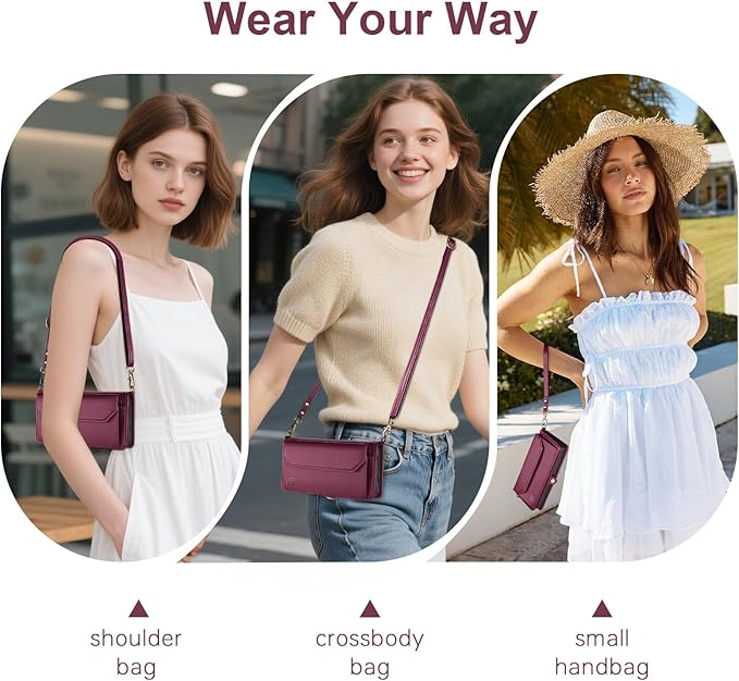 DJBull for Samsung Galaxy S25 Wallet Case with Card Holder, Shoulder and Wristlet Straps, Soft PU Leather, Magnetic Snap, Flip Phone Case for Women Men for Samsung S25 Wine Red