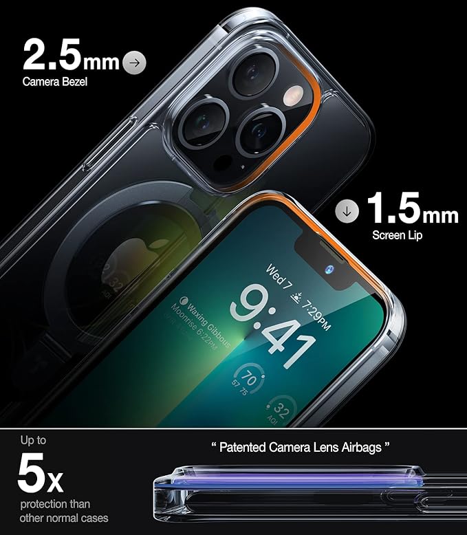 TORRAS Magnetic UPRO™ Ostand for iPhone 13 Pro Max Case 6.7 inch [Fit for MagSafe] Adjustable Stand [Never Yellow] [MIL-Grade Protection] Hard Clear Case for iPhone 13 Pro Max (2021), Full Clear