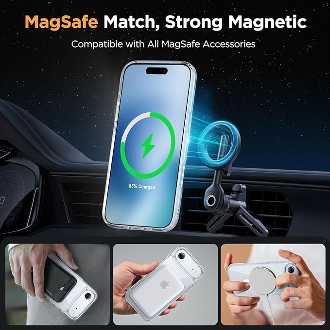 Miracase Magnetic for iPhone Air Case 2025 with Screen Protector(Compatible with MagSafe), Slim Thin Translucent Matte Military-Grade Protected Phone Cover for iPhone 17 Air 6.5",Clear