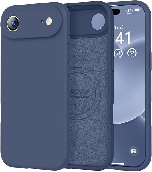 Vooii Magnetic Compatible with iPhone Air Case (Compatible with Magsafe) (Upgraded Camera Protection) Liquid Silicone Shockproof Full Body Protective Phone Cover for Women Men, Navy Blue, 6.5"