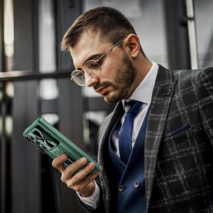 VEGO for Galaxy Z Fold 7 Case with Belt Clip Holster, 360°Ring Magnetic Kickstand & Camera Cover & Front Screen Protector & Hinge Protection Shockproof Armor Case for Samsung Z Fold 7 - Green