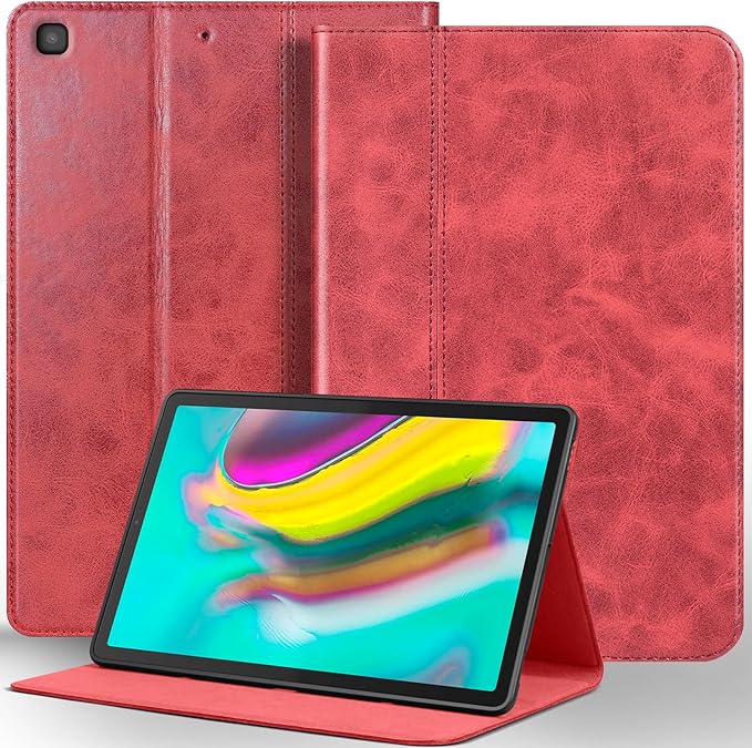 for Samsung Galaxy Tab S5E 10.5 inch Case 2019 Model(SM-T720/T725C/T727) Genuine Leather Cover Protective Shell,Auto Wake/Sleep.Red
