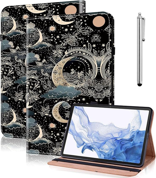 Case for Lenovo Tab M11 2024 11 inch,PU Leather Stand Flip Cover with Card Solts Elastic Band for Lenovo Tab M11 Tablet - Moon