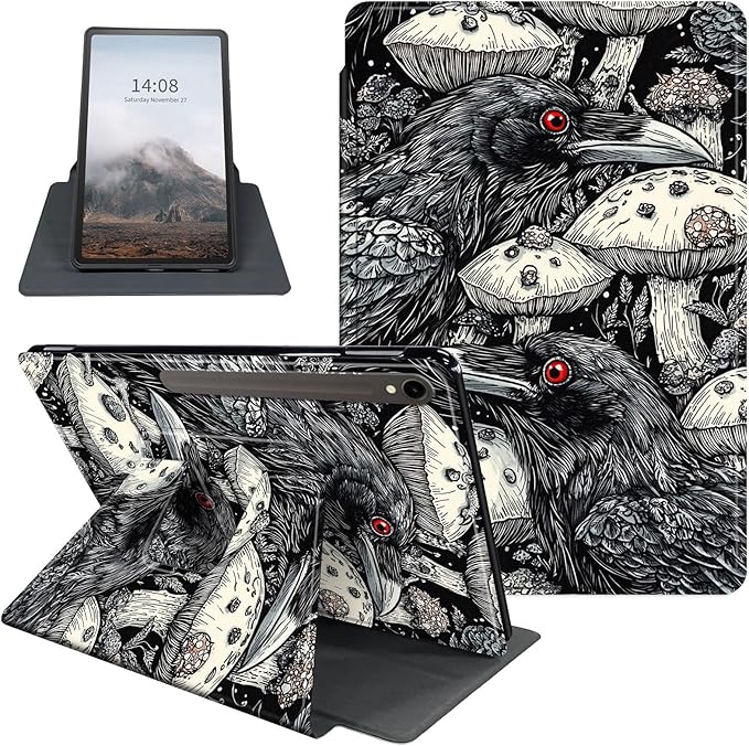 Case for Samsung Galaxy Tab S10 FE / S9 FE 5G 10.9 inch & Tab S9 11 inch, PU Leather 360° Rotating Stand Cover, Auto Sleep/Wake, Folio Smart Protective Cover, Ravens