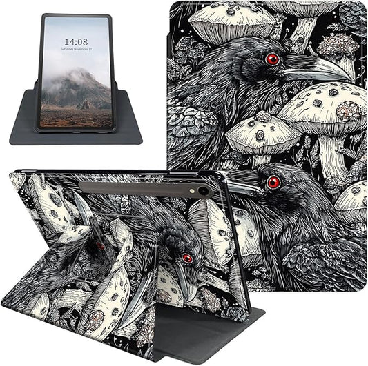 Case for Samsung Galaxy Tab S10 FE / S9 FE 5G 10.9 inch & Tab S9 11 inch, PU Leather 360° Rotating Stand Cover, Auto Sleep/Wake, Folio Smart Protective Cover, Ravens