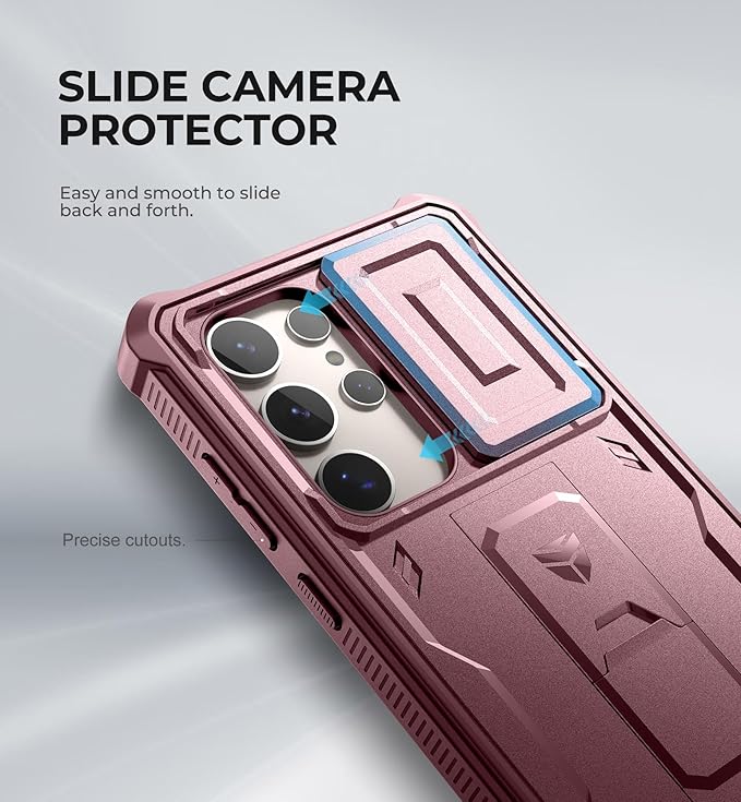 Dexnor for Samsung Galaxy S24 Ultra Case with Built-in Slide Camera Cover & Screen Protector & Kickstand,Shockproof Rugged Case Full-Body Bumper Protective Cover for Galaxy S24 Ultra (2024),Maroon Red