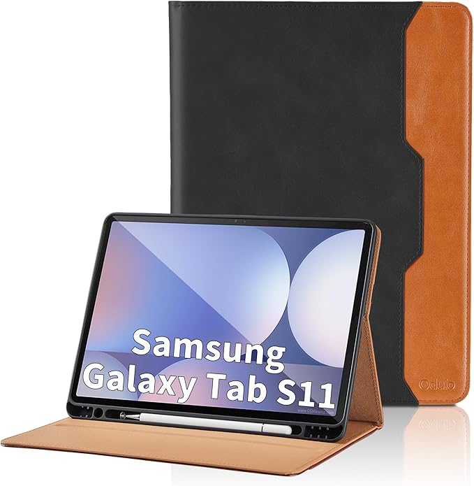 Case for Samsung Galaxy Tab S11 11 Inch 2025(SM-X730/SM-X736B) - PU Leather Folio Case with S Pen Holder and Pocket, Auto Wake/Sleep Smart Tablet Cover, Black