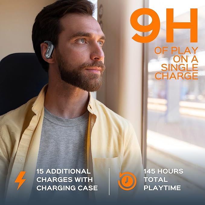 TREBLAB X3 Pro - Ultra Comfortable Earhooks, Pure-HD Sound, Punchy Bass, 145H Battery, Waterproof & Sweatproof Bluetooth Earbuds, Mics for Calls, True Wireless Ear Buds for Sports Workout Running