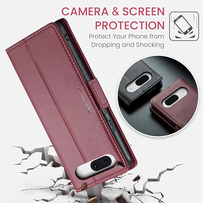 for Google Pixel 8A Case, Premium PU Leather Wallet Case Flip Cover with [RFID Blocking][Card Holder][Stand Function] Shockproof Protective for Google 8A, Red