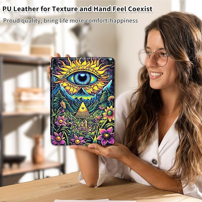 Case for 12.4 inch Galaxy Tab S10 Plus Case (2024), Galaxy Tab S9 Plus Case (2023), 360 Degree Rotating Folio Stand Smart PU Leather Cover, Auto Sleep/Wake, Eye Flowers