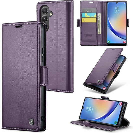 for Samsung Galaxy A34 5G Case, Premium PU Leather Wallet Case Flip Cover with [RFID Blocking][Card Holder][Stand Function] Shockproof Protective for Samsung Galaxy A34 5G, Purple