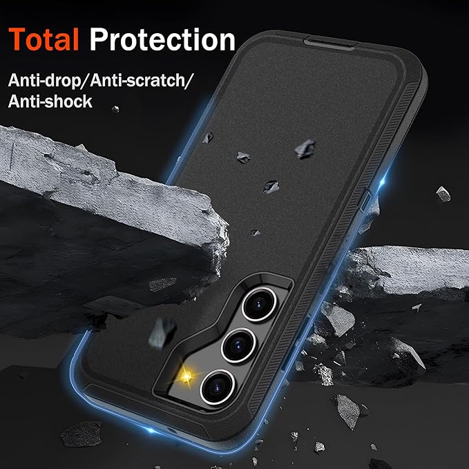 for Samsung Galaxy S23 Case with [2 Pack] HD Screen Protector, [Military-Grade] Shockproof Dust/Drop Proof 3-Layer Full Body Protection Heavy Duty Case for Galaxy S23 5G, Black