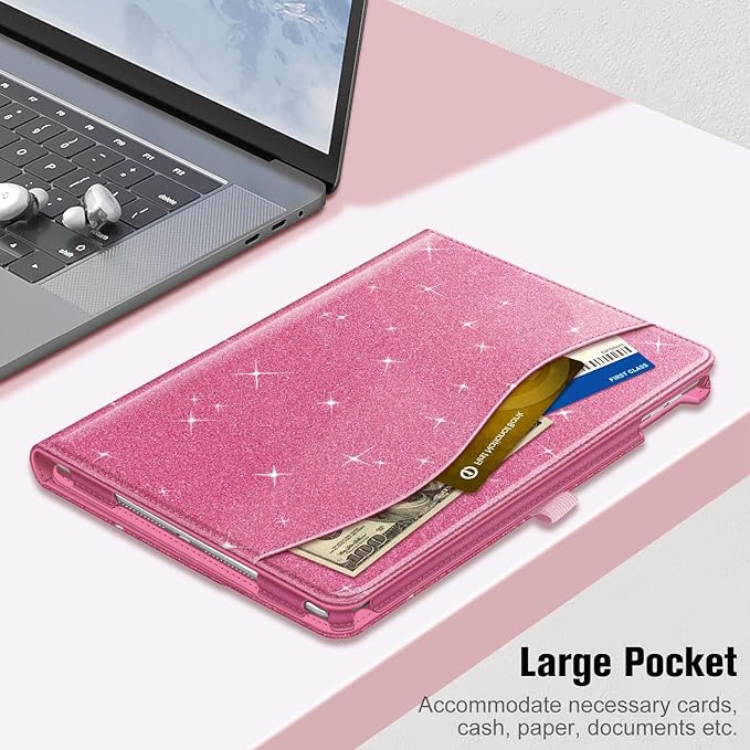 Fintie Case for iPad 9th / 8th / 7th Generation (2021/2020/2019) 10.2 Inch - [Corner Protection] Multi-Angle Viewing Stand Cover with Pocket & Pencil Holder, Auto Sleep Wake, Glittering Pink