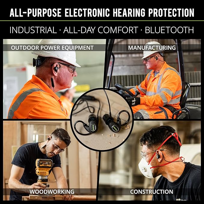 ISOtunes PRO 3.0 Bluetooth Hearing Protection - OSHA Approved Earbuds with 20 Hour Battery Life, Bluetooth Ear Protection with 27 dB Noise Reduction (NRR) Earplug Headphones - Durable Work Earbuds