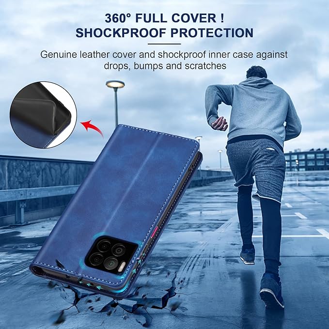 Jasonyu Flip Wallet Case for T-Mobile Revvl 7 Pro,Leather Magnetic Folio Cover with Card Holder,Kickstand - TPU Shockproof Durable Protective Phone Case,Blue