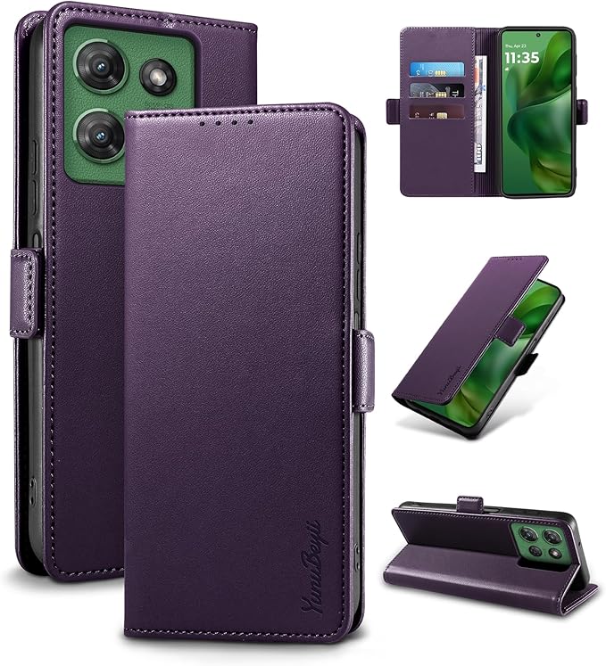 Wallet Flip Case for Moto G Power/Play (2025) - [RFID Blocking] Luxury PU Leather Card Holder Magnetic Phone Cover with Kickstand,Shockproof Protective Case,Purple