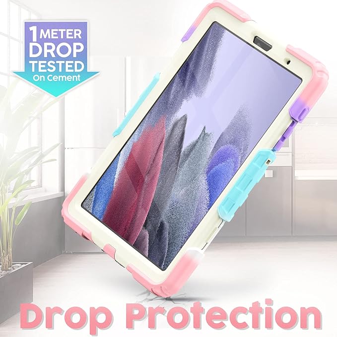 Timecity Case for Samsung Galaxy Tab A7 Lite with Screen Protector for Girls Kids, Shockproof Protective Case for Galaxy A7 Lite 8.7" 2021 (SM-T220/T225), w/Kickstand Hand Shoulder Strap, Pink Camo