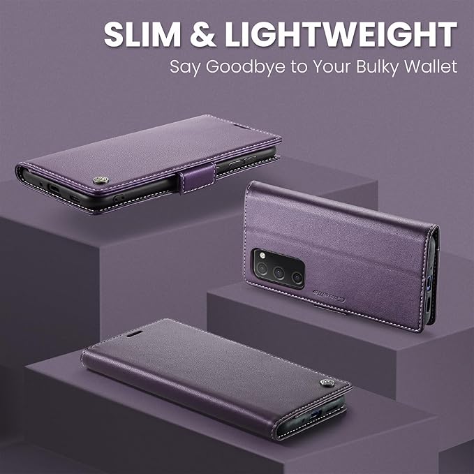 AUPAI for Samsung Galaxy S20 FE Wallet Case with Credit Card Holder, PU Leather RFID Blocking Folio Flip Kickstand Magnetic Clasp Protective Phone Cover for Women Men Purple