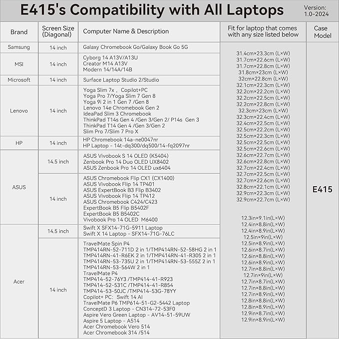 Smatree 14.4 inch Laptop Sleeve for Microsoft Surface Laptop Studio/Studio 2, Computer Case with Accessory Pocket, YKK Zipper, Patented Super Corner Design (E415)
