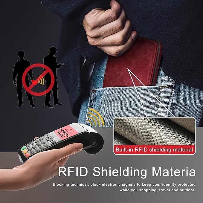 DJDUCK Designed for Samsung Galaxy S25 Edge Case Wallet with Card Holder, [Magnetic Clasp Cover] [RFID Blocking Leather Protection] Shockproof Women Men Cases for Samsung S25 Edge Red