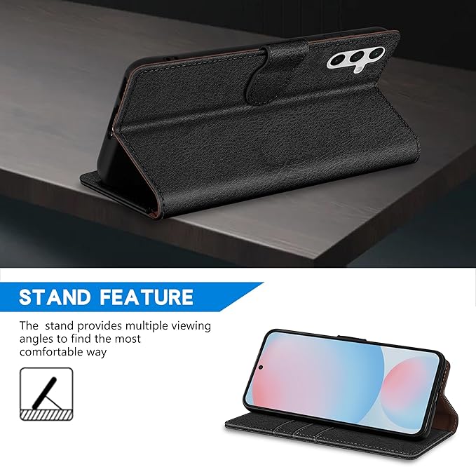 ZZXX for Samsung Galaxy S25 Plus Wallet Case with [RFID Blocking] Card Slot Kickstand Magnetic Closure Leather Flip Fold Protective Phone Case for Galaxy S25 Plus 5G Case Wallet(Black-6.6 inch)