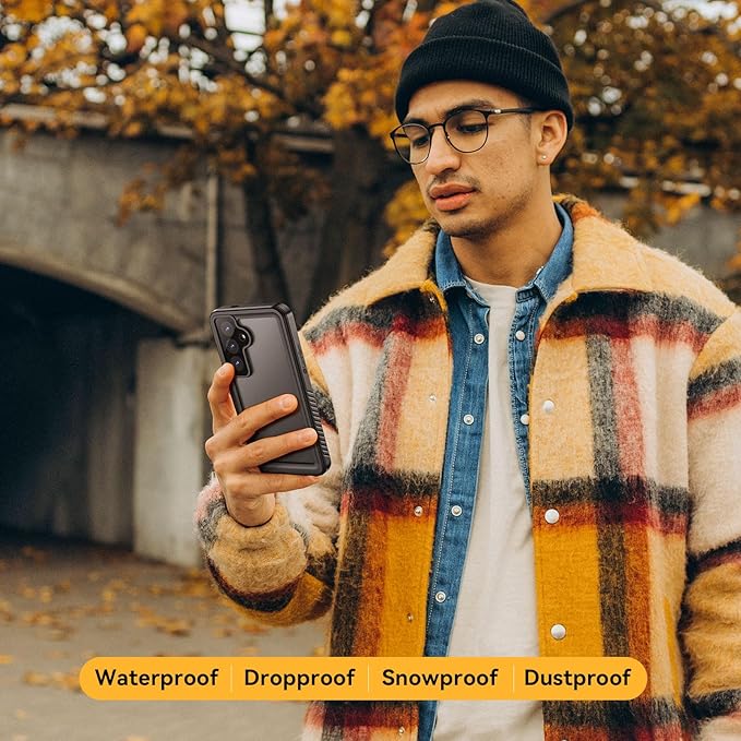 Lanhiem for Samsung Galaxy S24 FE Case, IP68 Waterproof Dustproof Case, Built-in Screen Protector, Heavy Duty Shockproof Full Body Protective Phone Cover for Galaxy S24FE 5G 6.7 Inch, Purple/Clear