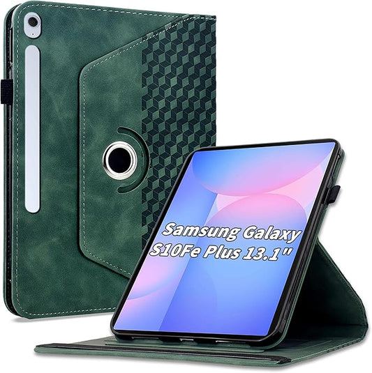 Case for Samsung Galaxy Tab S10 FE Plus 13.1 Inch 2025 (SM-X620/X626),360 Degree Rotating PU Leather Folio Protective Cover with Auto Sleep/Wake,Card Holder&Shoulder Strap for Woman Man,Green