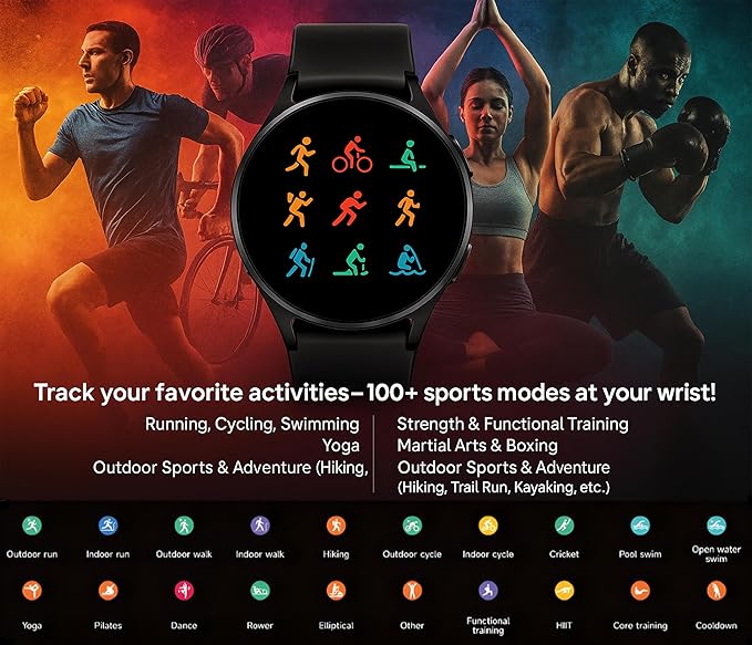 NexGen Smart Watch for Men & Women, 1.43 AMOLED Display, Smartwatch with GPS, Fitness Tracker, BT Calling, Waterproof, Alexa, Step Counter, Heart Rate Monitor, Sleep Tracking & Multiple Sports Modes