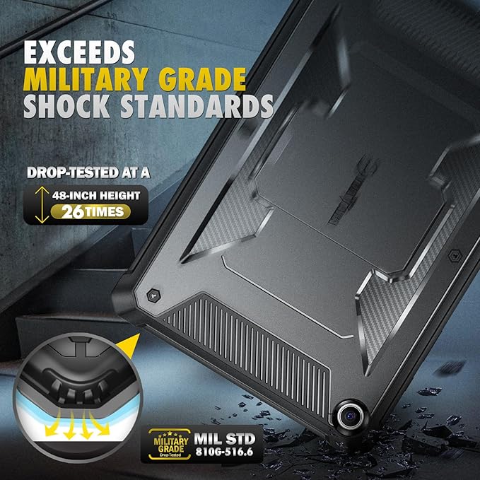 Fintie Shockproof Case for Samsung Galaxy Tab A9 Plus/A9+ 5G 11 Inch 2023 Model (SM-X210/X216/X218), Tuatara Rugged Unibody Hybrid Bumper Kickstand Cover Built-in Screen Protector, Black