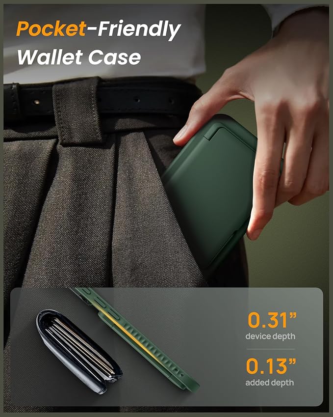 for iPhone 17 Case Wallet with Stand, Built-in Card Holder & Camera Cover, Military Grade Drop Protection Rugged Hard Protective Wallet Phone Case for iPhone 17 6.3" 2025, Green