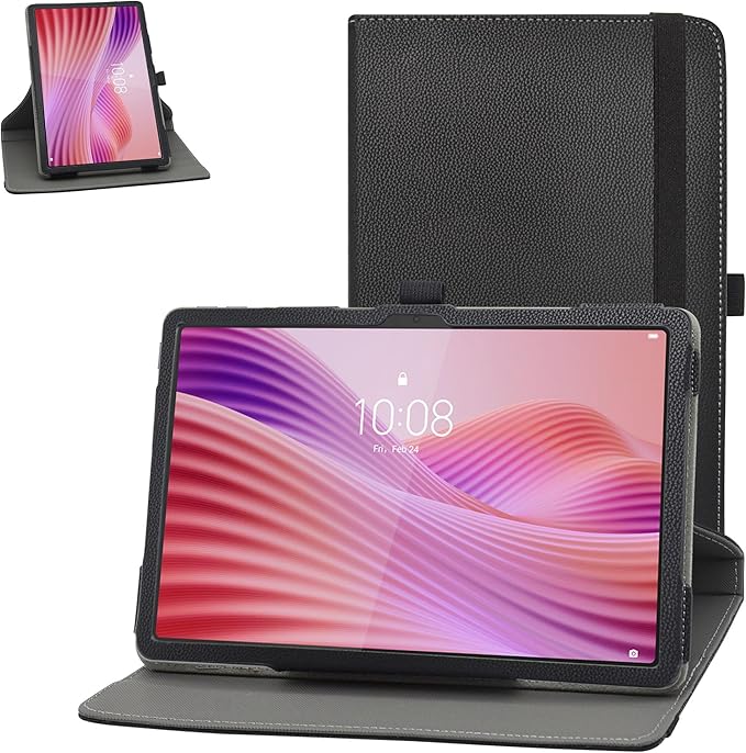 MAMA MOUTH for Lenovo Tab TB311FU Rotating Case,360 Degree Rotary Stand with Cute Pattern Cover for Lenovo Tab TB-311FU /TB-311XU 2025 10.1" Tablets,Black