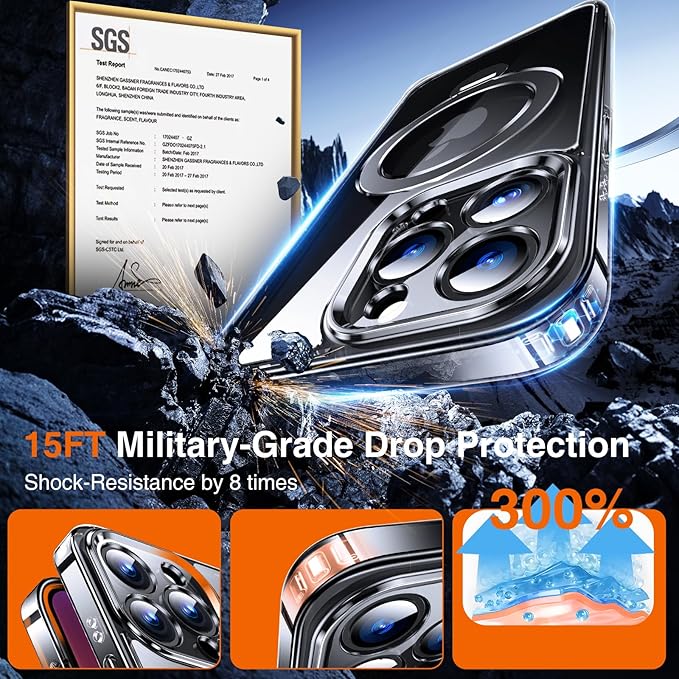 360° O-Ring MagStander for iPhone 15 Pro Case with Magnetic Kickstand Ring Holder [Compatible with MagSafe][360°Rotate Stand Ring][Military Shockproof] iPhone 15 Pro Phone Cover Clear