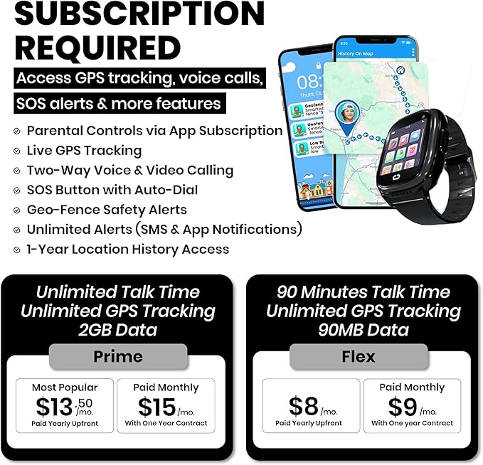 Kids Watch with GPS Tracker, Two-Way Calling, Real-Time Tracking & SOS Alerts - Smart Watch for Kids Call and Text with Geo-Fencing, School Mode, Water-Resistant, Long Battery Life & Parental Controls