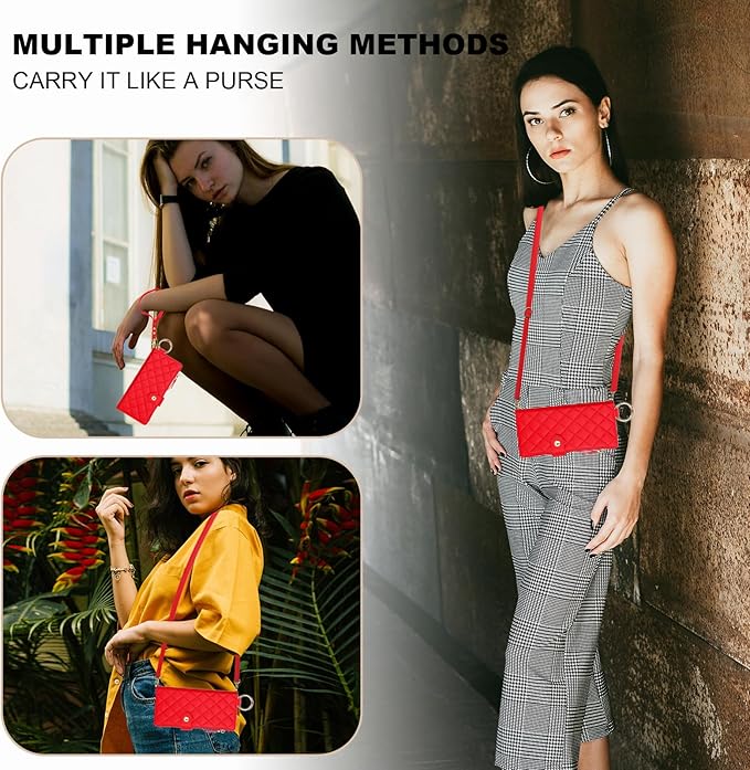 KIHUWEY for Galaxy Z Fold 7 Wallet Case with Card Holder Premium Leather Magnetic RFID Blocking Shockproof Zipper Wrist Strap Lanyard Cover for Samsung Galaxy Z Fold 7 8.0 Inch (Red)