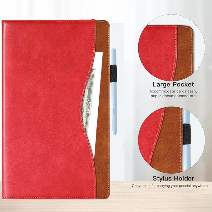 Case for Samsung Galaxy Tab A 10.1 2019 (SM-T510/T515) Bussiness Premium Slim PU Leather Stand Folding Folio Cover for Galaxy Tab A 10.1 Inch Tablet SM-T510/T515 2019 Modle Shell Cover-Red