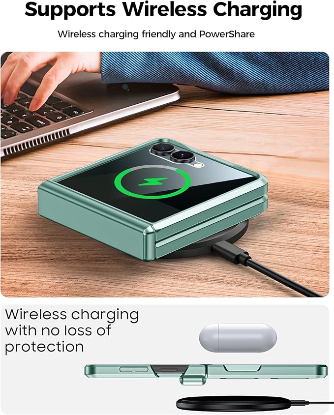 for Samsung Galaxy Z Flip 7 Case,Built-in Privacy Screen Protector&Hinge Protection Shockproof All-Inclusive Smartphone Cover for Samsung Galaxy Z Flip 7(Mint Green)