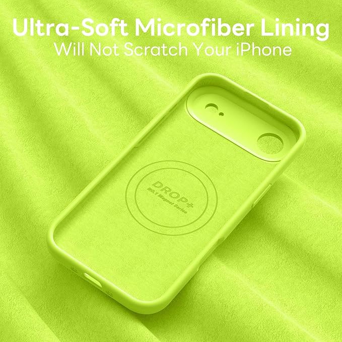 Vooii Magnetic Compatible with iPhone Air Case (Compatible with Magsafe) (Upgraded Camera Protection) Liquid Silicone Shockproof Full Body Protective Phone Cover for Women Men, Fluorescent Green, 6.5"