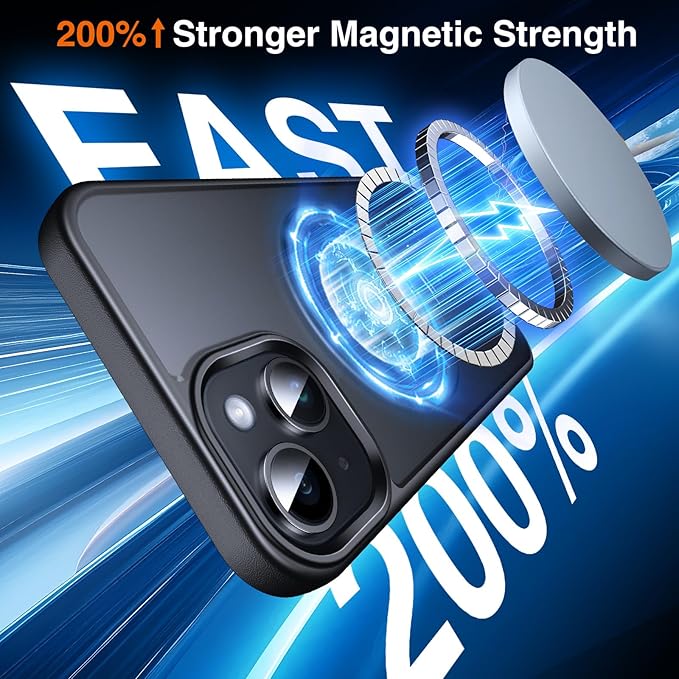 360° O-Ring MagStander for iPhone 13 Case, iPhone 14 Case with Magnetic Stand Ring Holder [Compatible with MagSafe][15FT Military Shockproof] Kickstand iPhone 13/14 Phone Cover Matte Black