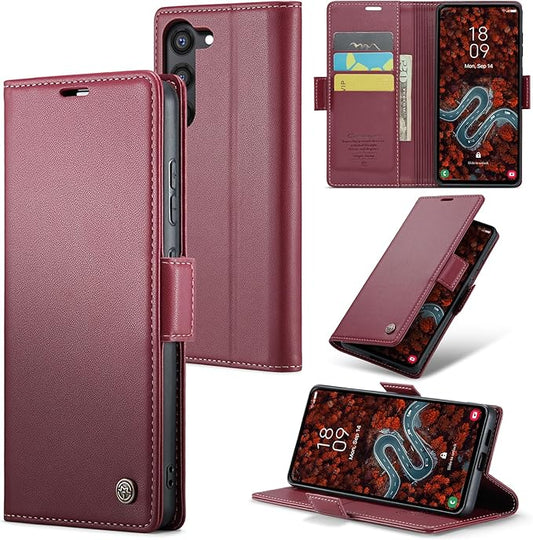 Case for Samsung Galaxy S24 Plus Wallet Case, RFID Blocking PU Leather Flip Folio Cover Card Holder Kickstand Shockproof Phone Case Compatible with Samsung Galaxy S24 Plus, Red