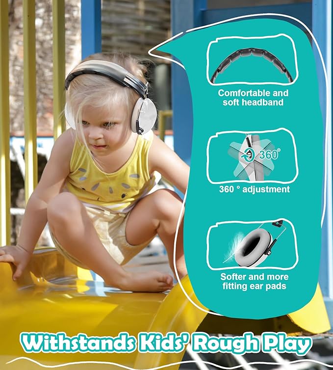 PROHEAR 032 2.0 Noise Cancelling Headphones for Kids - 25dB Noise Reduction - Adjustable Sensory Ear Protection Muffs for Concert, Fireworks, Monster Truck Shows, School - White