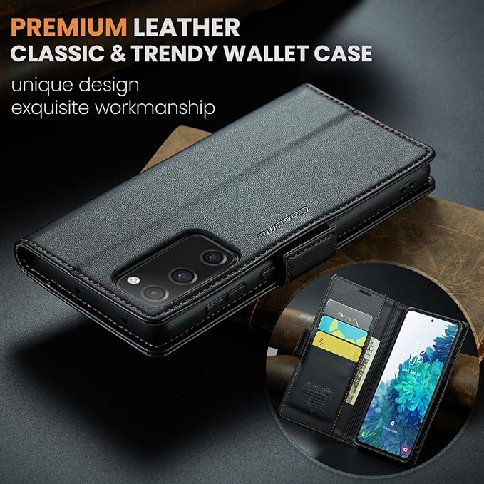 Case for Samsung Galaxy S20 FE Wallet Case, RFID Blocking PU Leather Flip Folio Cover Card Holder Kickstand Shockproof Phone Case Compatible with Samsung Galaxy S20 FE, Black