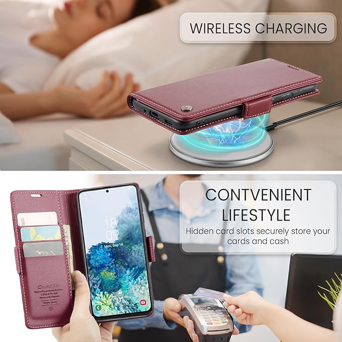 Case for Samsung Galaxy S20 Plus Wallet Case, RFID Blocking PU Leather Flip Folio Cover Card Holder Kickstand Shockproof Phone Case Compatible with Samsung Galaxy S20 Plus, Red