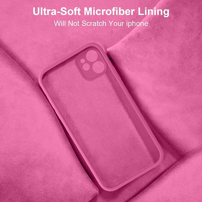 Vooii Compatible with iPhone 11 Case, Upgraded Liquid Silicone with [Flat Edges] [Camera Protection] [Soft Anti-Scratch Microfiber Lining] Phone Case for iPhone 11 6.1 inch - Pitaya