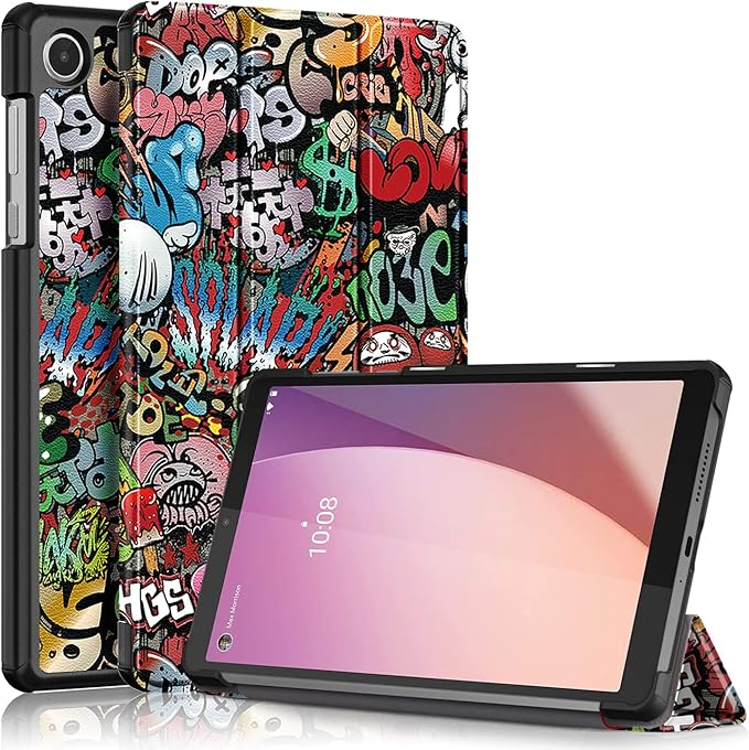 Case for Lenovo Tab M8 4th Gen 2023, Folding Folio Ultra-Thin PU Leather Stand Case Cover for Lenovo Tab M8 4th Gen TB-300FU Graffiti