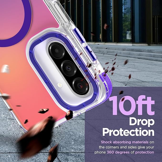 MOWIME Magnetic Case for Samsung Galaxy A17 5G [Compatible with Magsafe] [Cute Fashion Fluorescent Design] [1 Screen Protector] Slim Translucent Matte Case for Galaxy A17 5G 6.7", Purple