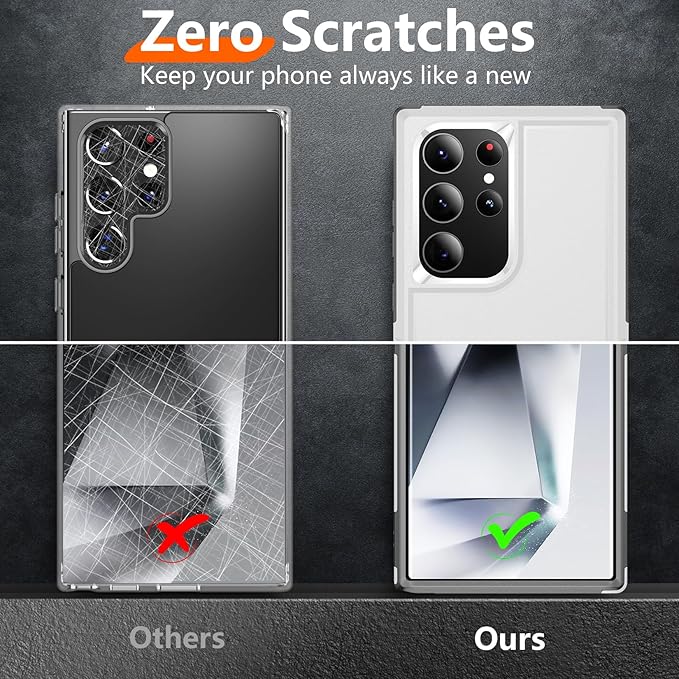 Red2Fire for Samsung Galaxy S24 Ultra Case, [Military Grade Drop Protection] Non-Slip Heavy Duty Full Body Shockproof Protection Phone Case for S24 Ultra Case 6.8 inch, White